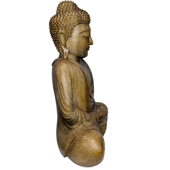 Vintage Hand-Carved Wooden Buddha – Southeast Asia - 118 – Sculpture (photo 3 of 10)
