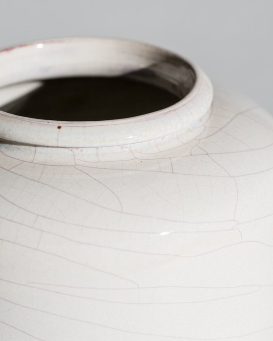 Image 1 of Richard Bampi Crackle Glaze Ceramic Vase Model 204 – Kandern Studio Pottery, Germany, Circa 1945–1955