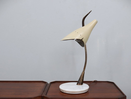 Oscar Torlasco for Lumen rare 1950s Italian table lamp in brass and marble