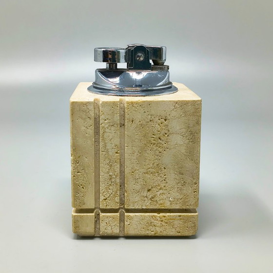 Image 1 of Seltenes Raucherset aus Travertin aus den 1970er Jahren von Enzo Mari für Fratelli Mannelli