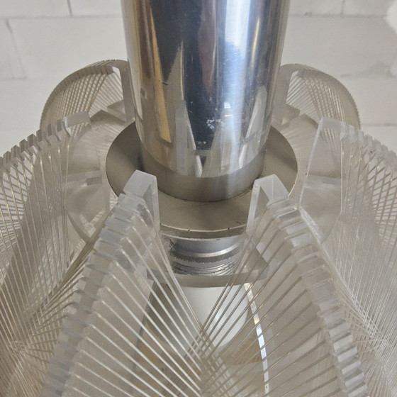 Image 1 of Vintage design Space-Age Paul Secon nylon draad hanglamp Sompex (70s) Spiderweb Swag lamp