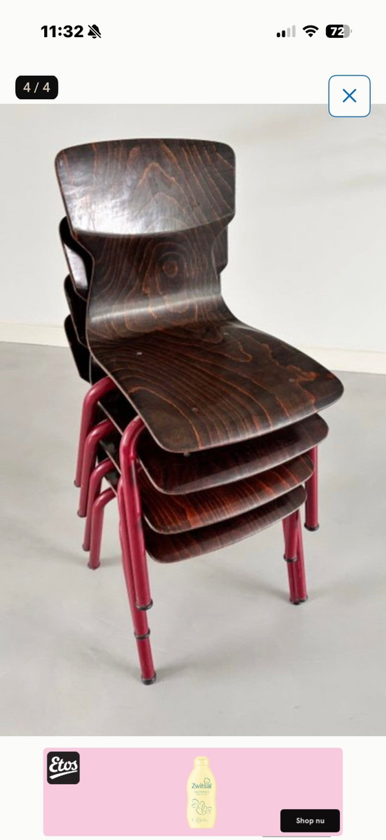 Chaises d'école Eromes/Marko 4x – Chaises de salle à manger, Wood, Metal (photo 5 of 5)