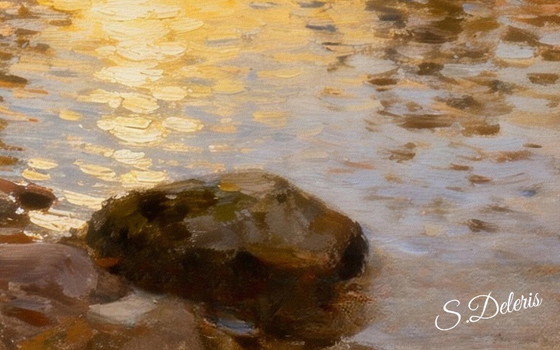 Image 1 of Impressionist painting on acrylic canvas / Moment of relaxation during the hunt / (80x60) cm