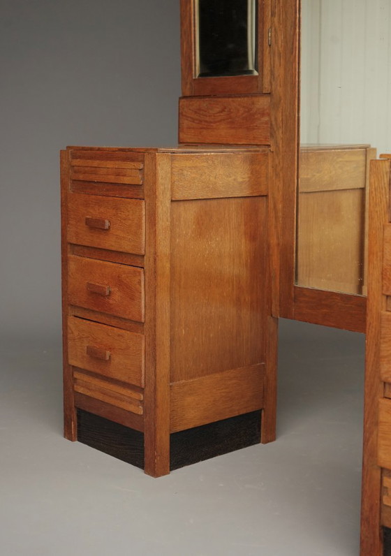Image 1 of Haagse School Art Deco Dressing Table in oak. 1930s