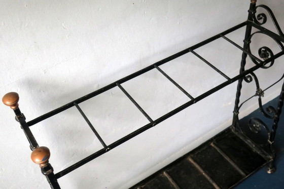 Image 1 of Antique Wrought Iron and Brass Umbrella Stand, 1890s