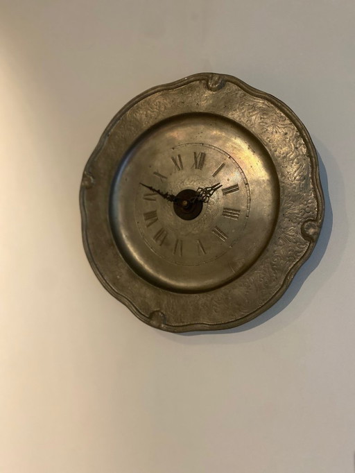 Horloge murale décorative en étain – style antique, à mouvement à quartz