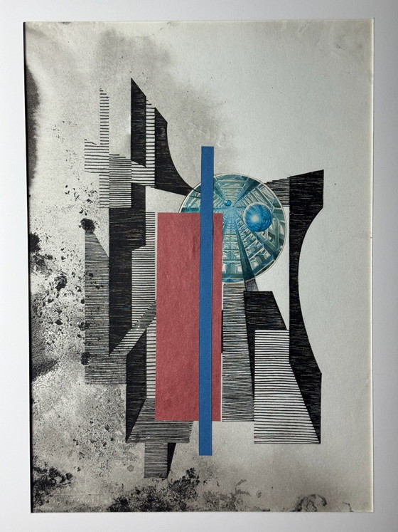 Eugène Eechaut (1928-2019)  - Abstracte inktcompositie met collage, ingelijst – Schilderijen & Tekeningen (photo 4 of 15)