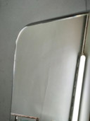 Espejo de Pared Rectangular Italiano Space Age de Cromo y Latón, Años 70