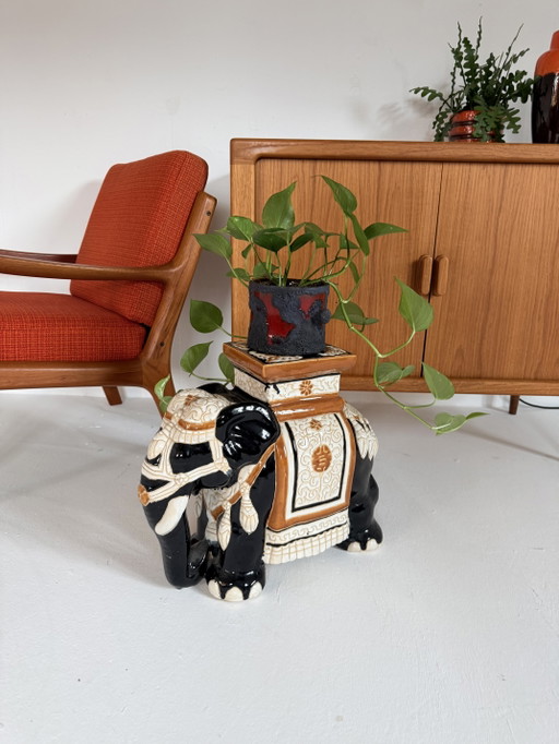 Vintage XL Keramieken Olifanten Plantentafel ‘70 – Ceramic