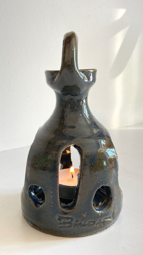 Image 1 of Vintage handcrafted stoneware candlestick