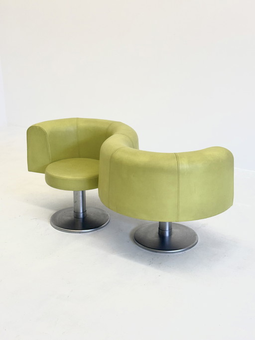 Banc jaune vert de l'âge de l'espace avec motif ondulé