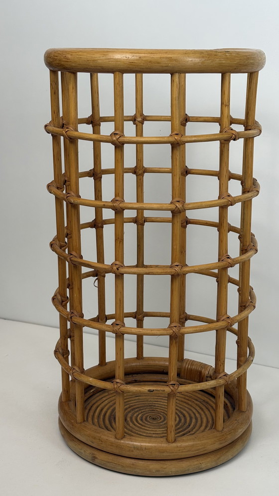 Image 1 of Vintage paraplubak bamboe rotan mand design Franco Albini