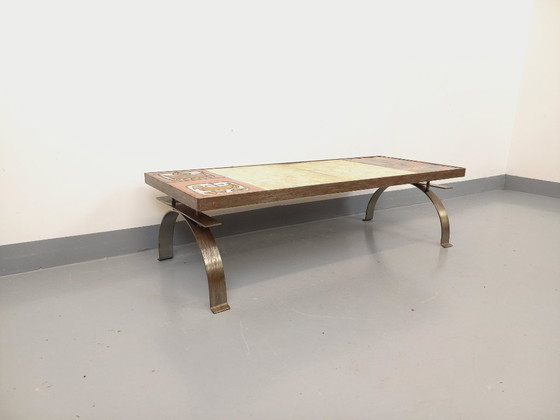 Image 1 of Vintage coffee table by Jean Gregorieff for Roche Bobois in ceramic and steel from the 60s and 70s