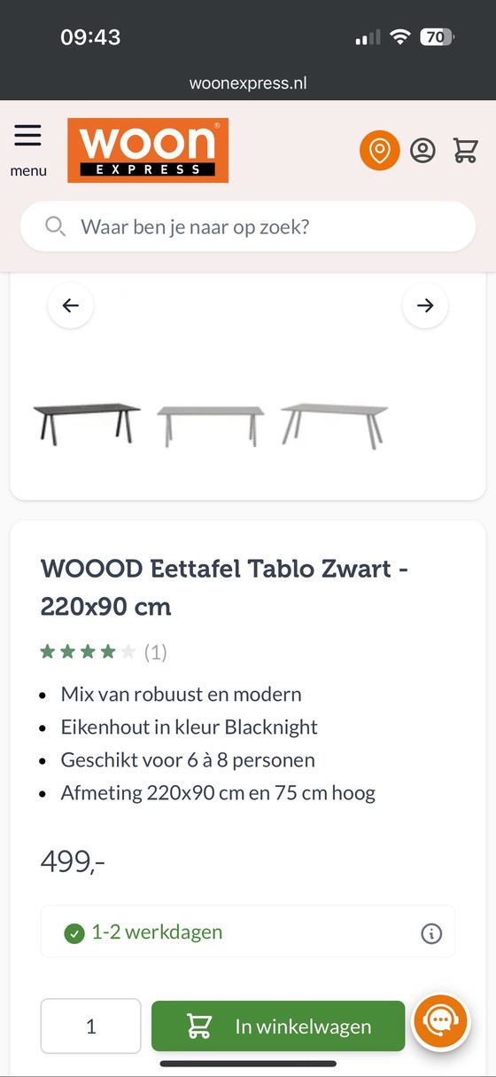 Image 1 of Table en chêne noir WOOOD 220 x 90 cm