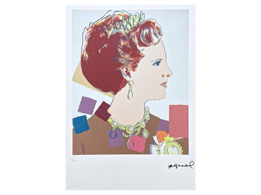 Naar Andy Warhol, Koningin Margrethe, jaren 1980, Lithografie – lithos zeefdrukken, Paper