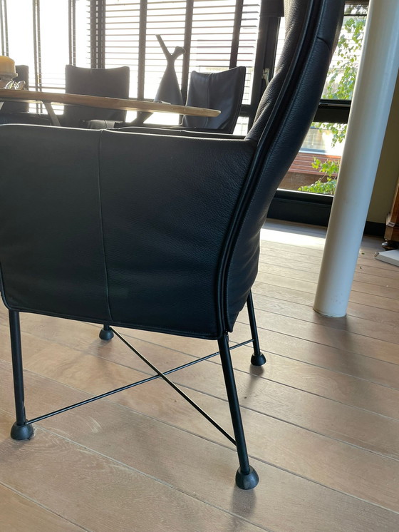 Image 1 of Montis Chaplin 6 eetkamerstoelen leder zwart