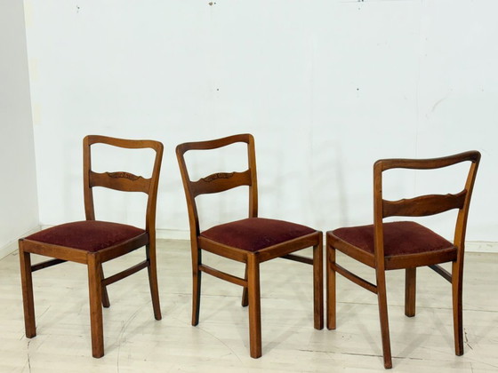 Image 1 of Ensemble de 3 magnifiques chaises/chaises de salle à manger Art Nouveau – vers 1920
