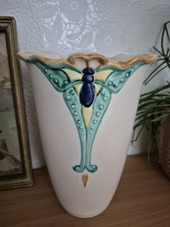 Image 1 of Art Nouveau Jugendstil Gouda Holland earthenware vase