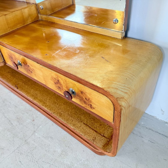 Unique Halabala-style Art Deco dressing table with Bakelite handles – Glass, Wood (photo 7 of 12)