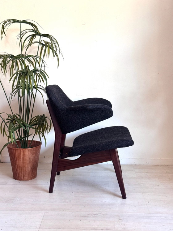 Vintage Penguin Armchair Louis van Teeffelen 1960, Wood, Wool, Brown (photo 3 of 10)