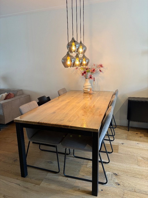 6 persoons eiken houten eettafel (evt. als complete set)