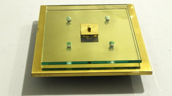 Image 1 of Brass and Glass Ceiling/ Wall Lamp by Hillebrand , 1990s