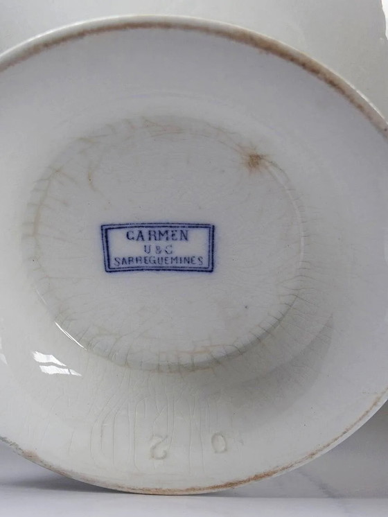 Sarreguemines Carmen fine earthenware soup tureen, blue decoration, 19th-20th century, Crockery, Porcelain (photo 10 of 12)