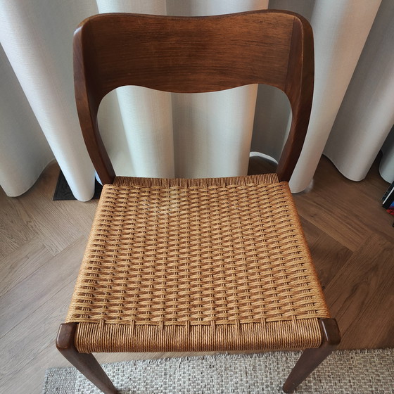 Image 1 of 4x N.O. Møller Eetkamerstoelen 71 Papierkordel Teakholz