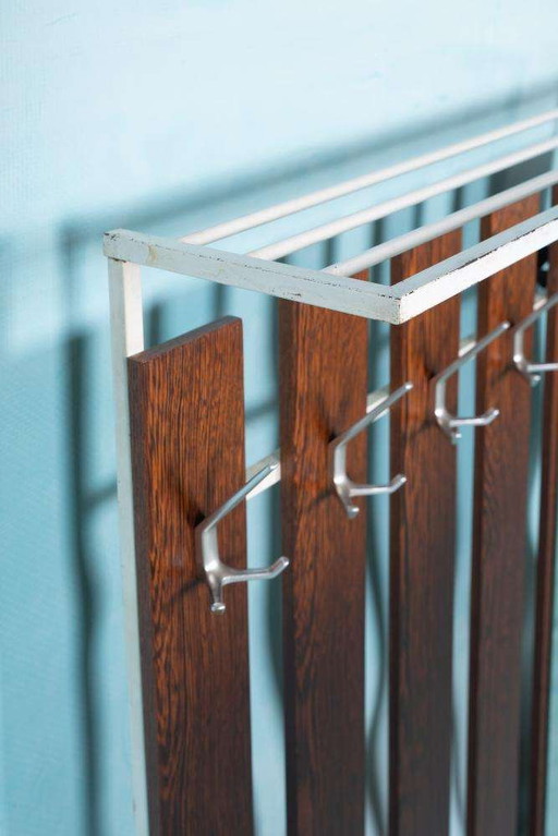 Vintage garderobe kapstok met spiegel 60s midmod coat rack & mirror