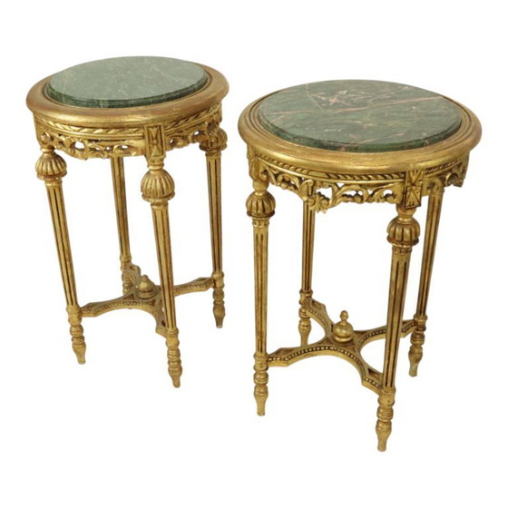 Image 1 of Französische antike Beistelltische Marmor Empire Stil