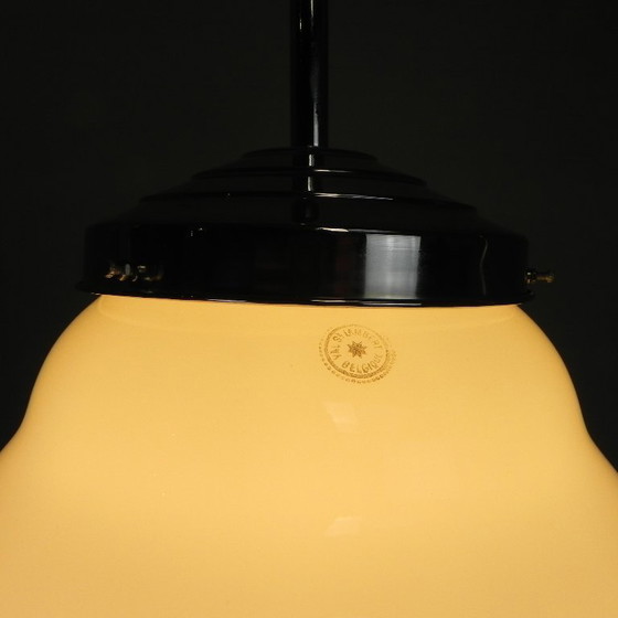 Image 1 of Art Deco hanglamp met opaline kap, Val St Lambert, jaren 30