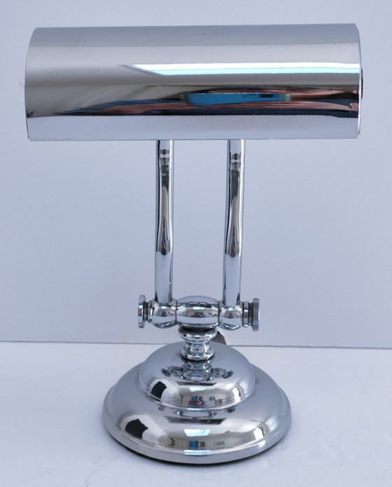 Image 1 of vintage chrome metal articulated lamp
