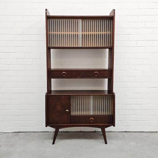 Vintage wall cupboard sideboard with glass doors