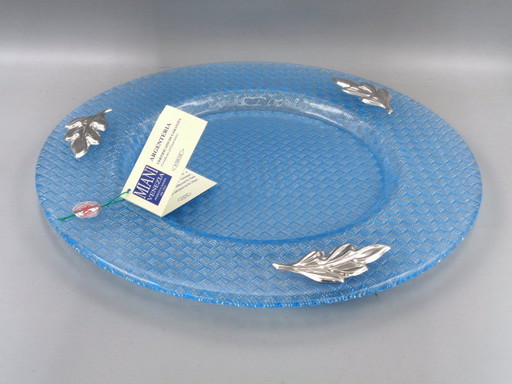 Glass tray with 925 silver friezes