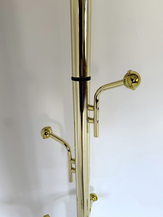 Image 1 of Appendiabiti da terra vintage in ottone e marmo anni '80