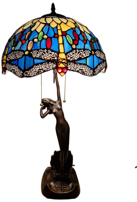 Image 1 of Prachtige vintage tafellamp Tiffany-stijl 72x40