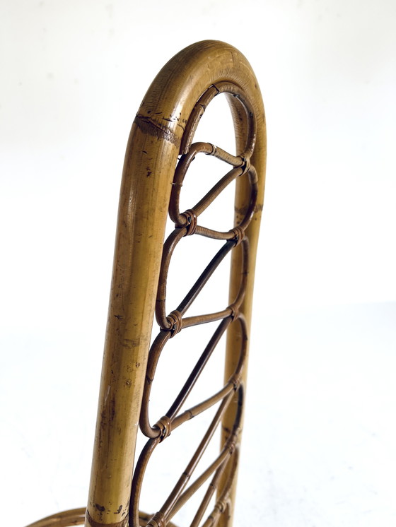 Image 1 of Vintage roten stool with high back '60s