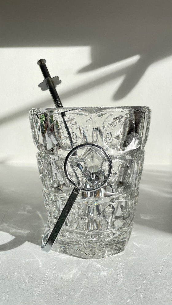 Image 1 of SEAU à Glace Cristal Ciselé et PINCE Vintage