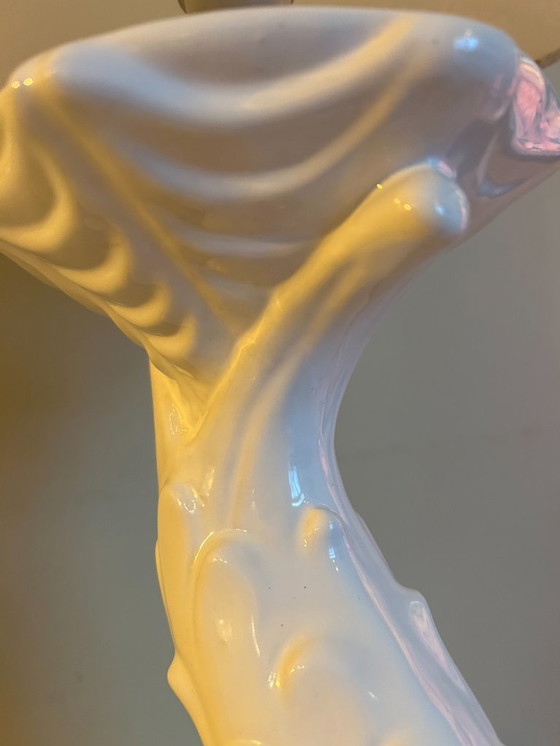 Image 1 of Große Tischlampe aus weißer Keramik, Capodimonte Italien, 1960er