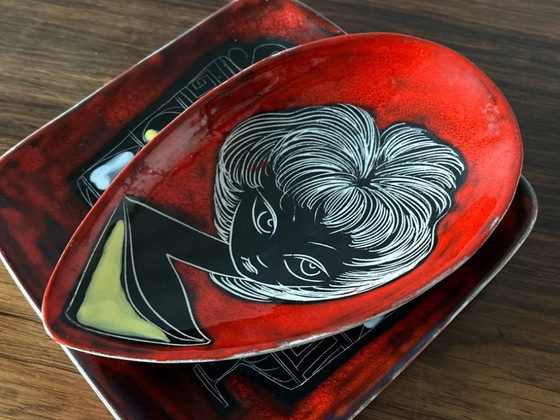Image 1 of Par de platos pequeños de San Marino, estilo Fantoni, de la década de 1950.