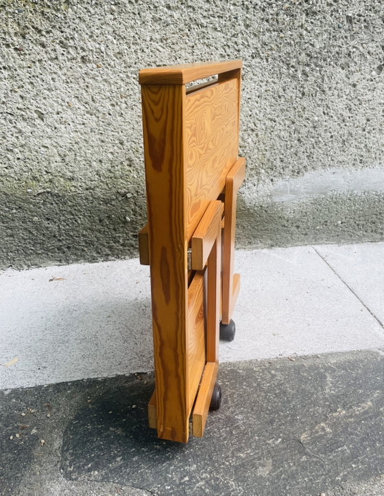 Vintage Scandinavische opklapbare serveerwagen (jaren 70) – Wood (photo 10 of 11)