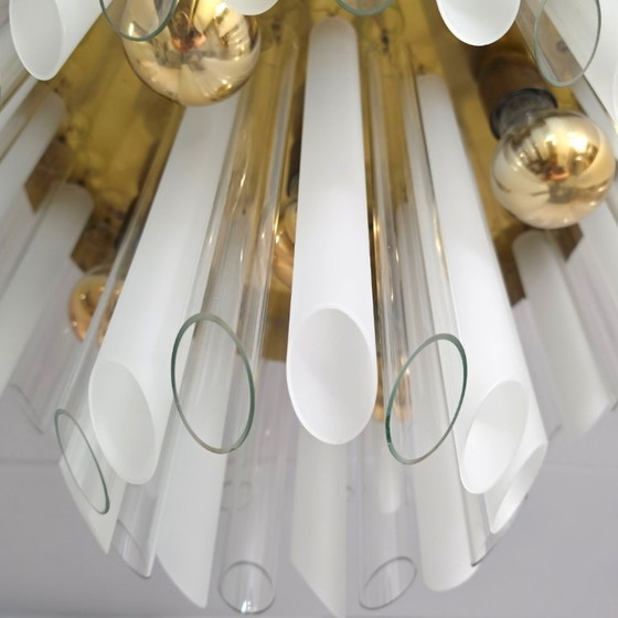 Image 1 of Kalmar Franken ceiling lamp, 1960s, mid-century glass with brass