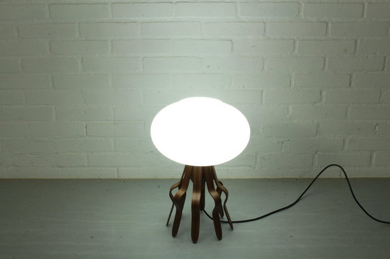 Image 1 of Abat-jour vintage avec base sculpturale artisanale