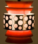 Lampada a sospensione in stile spaziale, metallo arancione, cromo, Massive, Belgio, anni '60-'70