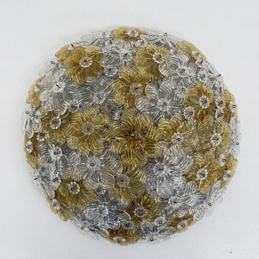 Barovier & Toso Wandleuchte / Deckenleuchte, Millefiori Blumen, Italien, 1970er Jahre