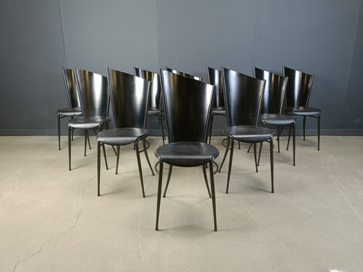Post Modern Wooden Dining Chairs, 1980s - Set of 10
