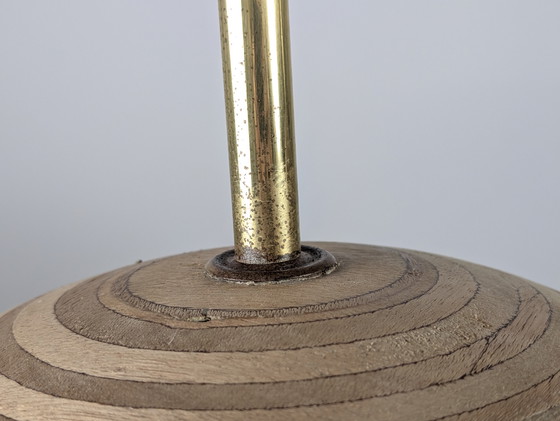 Image 1 of Pareja de grandes lámparas de sobremesa en madera laminada y latón, años 60