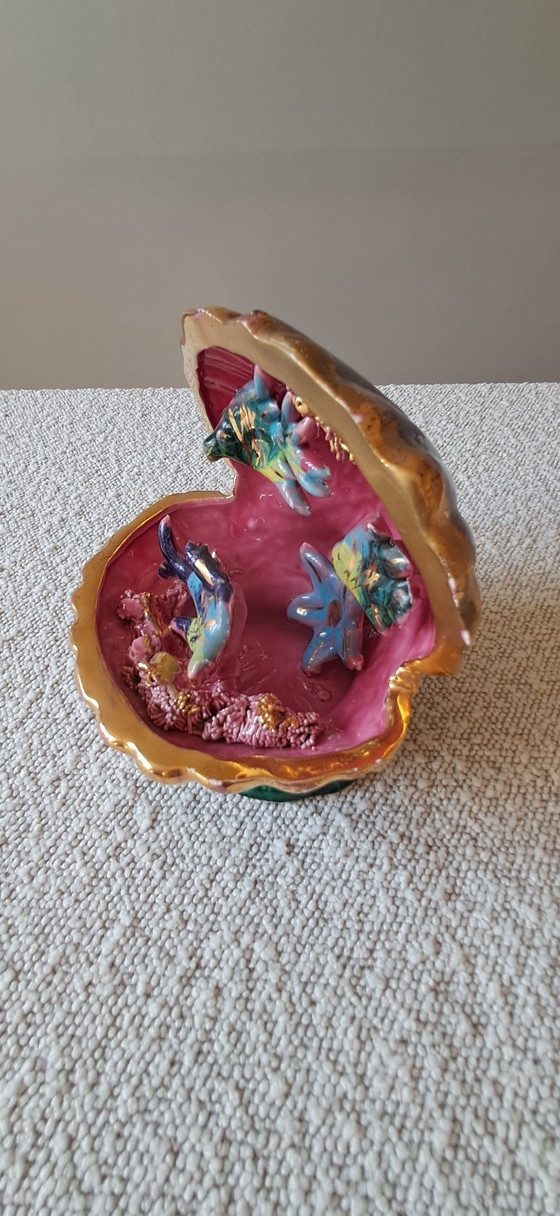 1960s Shell lamp made in France, Table lamps, Ceramic, Multi Color (photo 2 of 9)