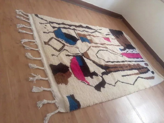 Tappeto berbero di design - tocco marrone - tappeto marocchino fatto a mano - 247x152 cm – Tappeti, Wool (photo 8 of 9)