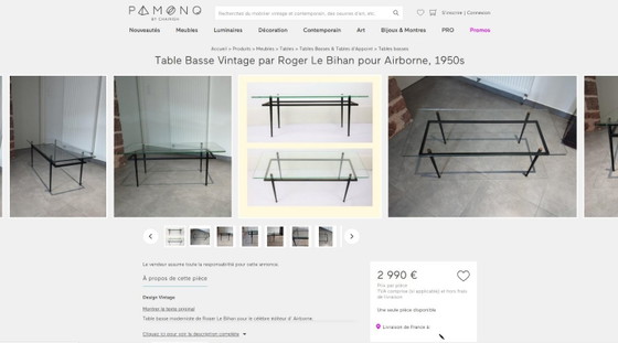 Tavolino da Caffè Iconico Roger Le Bihan Per Airborne 1960-70 - Design Minimalista, Francia (photo 3 of 20)